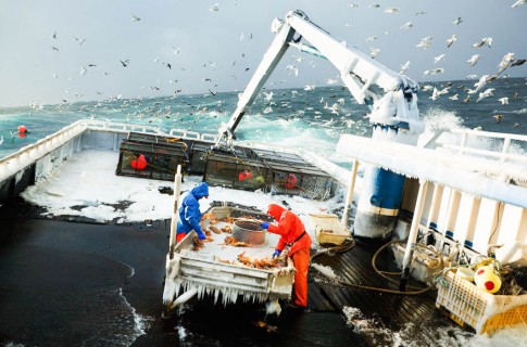 Работа рыбака в море